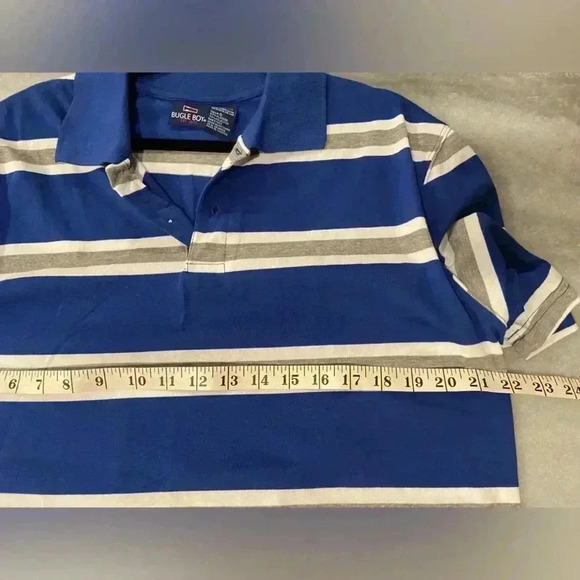 Bugle Boy Men’s Blue White Stripe Short Sleeve cotton Blend Polo Shirt Size L - Picture 8 of 8